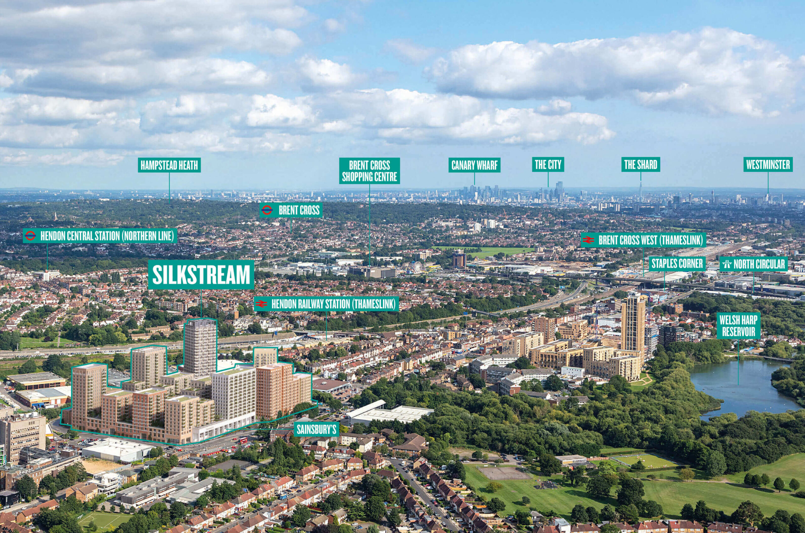 Tọa lạc đắc địa tại Hendon, Tây Bắc London, dự án Silkstream cung cấp 1.309 căn hộ mới 51-104 m2 từ 13 tỷ VNĐ, cùng pháp lý sở hữu có thời hạn 999 năm.