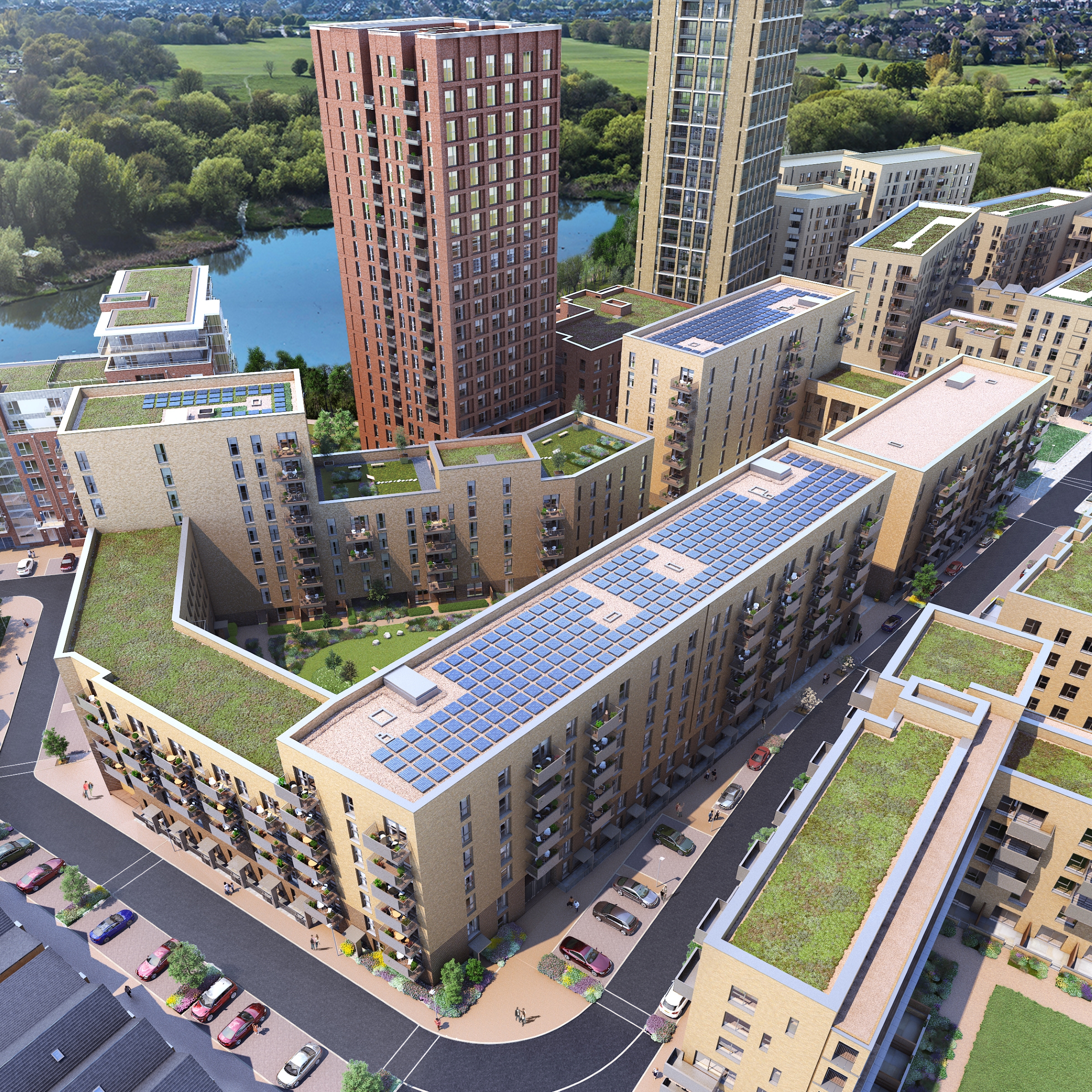 Hendon Waterside Block J Aerial CGI Arcadia Consulting Vietnam